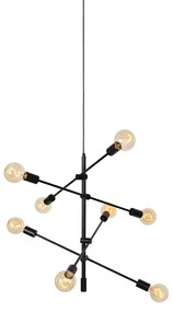 Industriële hanglamp zwart 8-lichts - Sydney