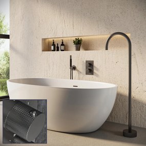 Saniclear Iron Curved Pro inbouw badkraan met vrijstaande uitloop verouderd ijzer - gunmetal