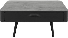 Goossens Salontafel Bjarte vierkant, hout eiken zwart, stijlvol landelijk, 90 x 40 x 90 cm