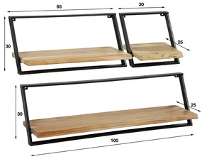 Wandschap Set Hout En Metaal - 100x25x65cm.