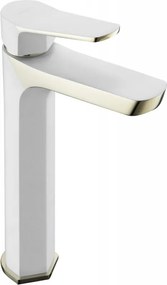 Mexen Lerma hoge wastafelkraan, wit/goud - 74310-25