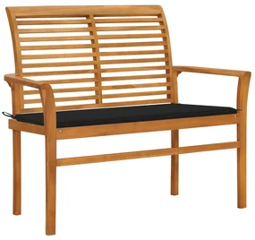 vidaXL Tuinbank met zwart kussen 112 cm massief teakhout