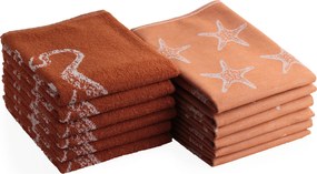Keuken- &amp; Theedoek oceaan – set van 12 – terracotta