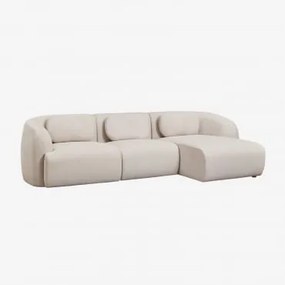 3-delige Modulaire Rechter Chaise Longue Bank In Chenille Coquette Chenille Crèmebeige - Sklum