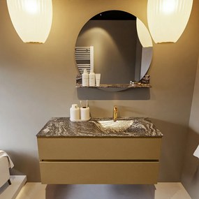 Mondiaz Vica DLux badmeubel 110cm oro 2 lades met wastafel lava rechts 1 kraangat