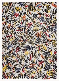 Platgeweven jacquard vloerkleed Graffito