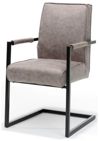 Eetkamerstoel - Andries - Lederlook Soft Pebble - Met armleuning