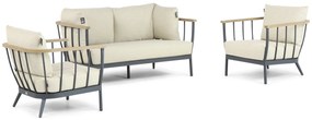 Stoel en Bank Loungeset 4 personen Aluminium/Teak Grijs  Apple Bee Condor