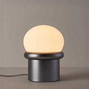 Tafellamp in verchroomd ijzer en opaline glas, CALAN