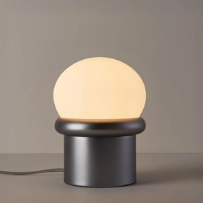 Tafellamp in verchroomd ijzer en opaline glas, CALAN