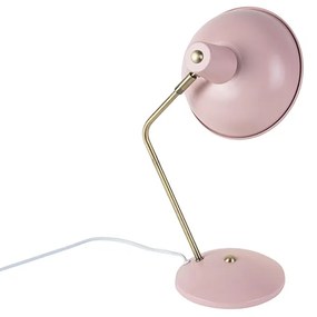 Retro tafellamp roze met brons - Milou