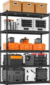 VEVOR Opslagstelling, 1134 kg, 5-laags zware garagestelling, 457,2 x 1219,2 x 1828,8 mm, verstelbare garagestelling voor industriële stellingen, kelderstelling, voor keuken, magazijn, kelder, zwart