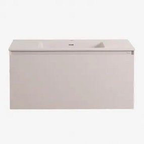 Macrae Houten Badkamermeubelset Met Geïntegreerde Wastafel Beige – Linnen & Spiegelloze & Zonder Kraan & ↔︎ 100 Cm - Sklum