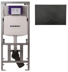 Geberit Inbouwreservoir UP320 met QeramiQ push bedieningsplaat - dualflush - ronde knoppen - kunststof zwart mat SW706188 0701131
