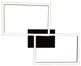 Plafondlamp vierkant zwart 3-staps dimbaar - Plazas Novo