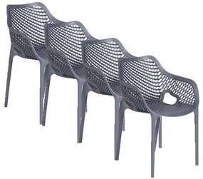 Garden Impressions Air XL kunststof tuinstoel - donker grijs - 4 stuks