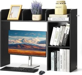 VEVOR Bureau Boekenplank 2-laags Organizer (94,5 x 24,1 x 73,4 cm) Tafelplanken Bureau Organizer Display Plank Gemaakt van Spaanplaat met Antislip Voetjes, voor Kantoor Slaapzaal, Zwart