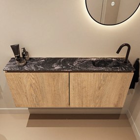 Mondiaz Ture DLux toiletmeubel 120cm washed oak met wastafel lava rechts met kraangat