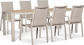 Tuinset 6 personen 205 cm Aluminium Zand/Beige Lifestyle Garden Furniture Ultimate/Creta