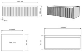 Gliss Design Timotheus badmeubel met ribbelfront 140cm pure met mat witte wastafel Lako