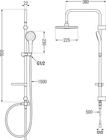 Mexen Slim Erik opbouw doucheset met regendouche en thermostatische douchekraan, chroom - 77105205-00
