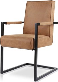 Eetkamerstoel - Andries - Lederlook Soft Cognac - Met armleuning