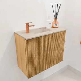 Mondiaz Joya DLux 50cm toiletmeubel oak met wastafel faye links 1 kraangat frappe