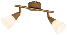 Klassieke plafondspot goud met mat glas 2-lichts - Madi