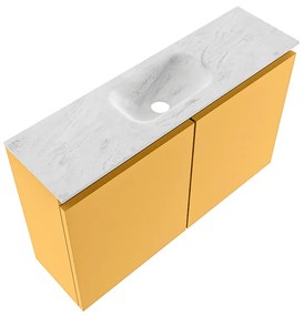 Mondiaz Ture DLux toiletmeubel 80cm ocher met wastafel opalo midden zonder kraangat