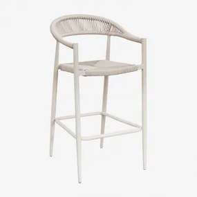 Amatria Hoge Kruk 75 Cm Van Aluminium En Synthetisch Riet Tapioca Beige - Sklum