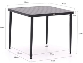 Apple Bee Fiji 90cm dining tuinset 3-delig stapelbaar