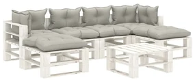 vidaXL 7-delige Loungeset met taupe kussens pallet hout