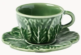 Handbeschilderde XS koffiekopjes Cabbage met schoteltjes, 4 stuks