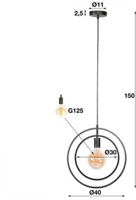 Cirkel Hanglamp Metaal Zwart