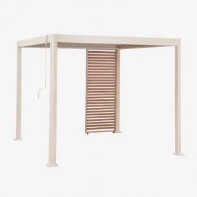 Bioclimatische Aluminiumpergola Met Lamellen En Druvia-paneel Tapioca Beige - Kastanjehoutbruin & Pergola Van 3x3 M Met 1 Paneel Van 90,5 Cm - Sklum