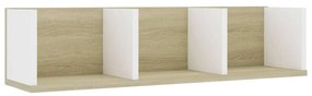 vidaXL Cd-wandschap 75x18x18cm bewerkt hout wit en sonoma eikenkleurig