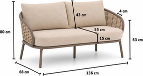 Stoel en Bank Loungeset 4 personen Aluminium Taupe  Apple Bee Pine