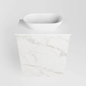 Mondiaz Fowy toiletmeubel 40cm Carrara met witte waskom midden zonder kraangat