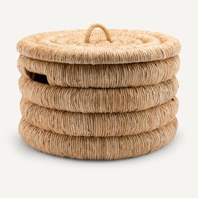 Gevlochten ronde mand met deksel, Marilo