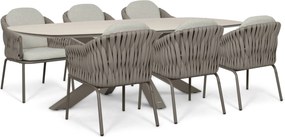 Tuinset 6 personen 240 cm Rope Taupe Santika Furniture Santika
