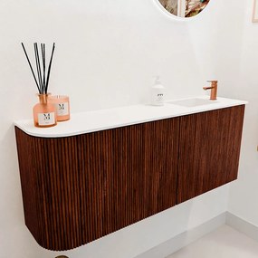 Mondiaz Joya 100cm toiletmeubel ronding links ruby met wastafel faye rechts 1 kraangat talc