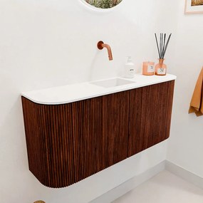 Mondiaz Joya 95cm toiletmeubel ronding links/rechts ruby met wastafel faye midden zonder kraangat talc