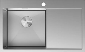 Mexen Exar 1-compartiment roestvrijstalen spoelbak met afdruiprek, links 780 x 480 mm, inox - 6433781010L-01