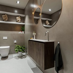 Mondiaz Ture 100cm toiletmeubel dark brown met wastafel talc rechts 1 kraangat