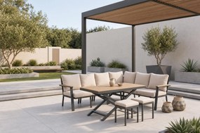 Hoek loungeset 6 personen Aluminium/Polywood (grey teakfinish) Grijs  Lifestyle Garden Furniture Santiago