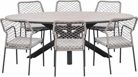 Garden Impressions Ross tuinset sand 7-delig - Tulli tuintafel ovaal 220x115 cm