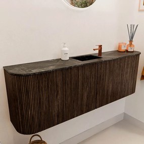 Mondiaz Joya DLux 125cm toiletmeubel ronding links/rechts walnut met wastafel faye midden 1 kraangat lava