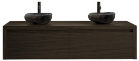 Gliss Design Ares badmeubel 140cm 2 lades charcoal met rivierstenen waskommen