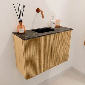 Mondiaz Joya DLux 60cm toiletmeubel oak met wastafel faye midden zonder kraangat lava