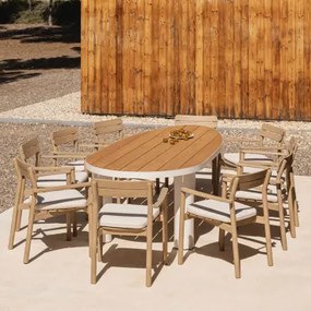 Taneli Ovale Tafelset, 260x110 Cm, Gemaakt Van Aluminium En Teakhout, En 10 Saira Acacia Houten Tuinstoelen. Teakhout - Sklum